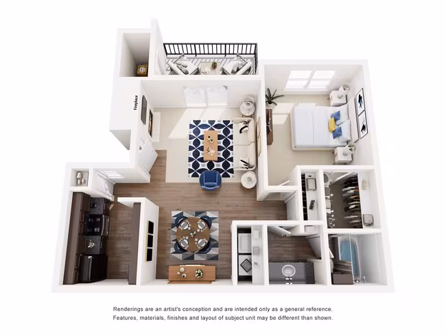 1 Bed • 1 Bath 0717 floor plan